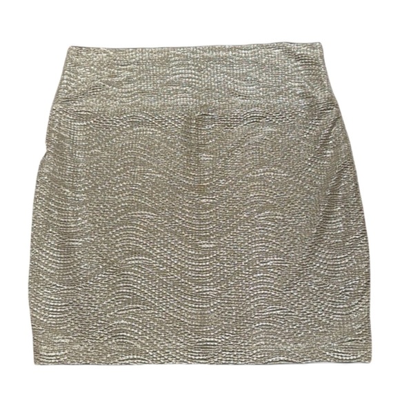 🟠 NWT GOLD FOIL MINI SKIRT SIZE LARGE - Picture 1 of 6